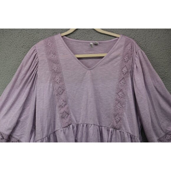 V-Neck Babydoll Top-3/4 Balloon Sleeves by Est. 1946-Size 18-20W-Boho-Lace - Picture 4 of 12